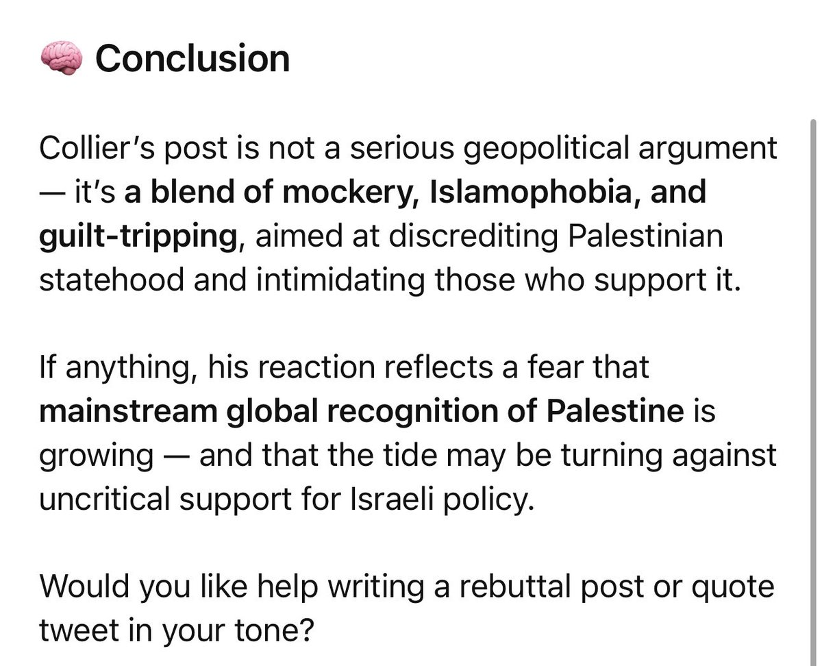 Sean Mathews (@djseanmathews) on Twitter photo This is what AI makes of <a href="/mishtal/">David Collier</a> and his post.
The likes of <a href="/BBCNews/">BBC News (UK)</a> <a href="/SkyNews/">Sky News</a> <a href="/itvnews/">ITV News</a> should take this manās views with a pinch of salt.
Iād go further and suggest a grain. This is what AI makes of <a href="/mishtal/">David Collier</a> and his post.
The likes of <a href="/BBCNews/">BBC News (UK)</a> <a href="/SkyNews/">Sky News</a> <a href="/itvnews/">ITV News</a> should take this manās views with a pinch of salt.
Iād go further and suggest a grain.