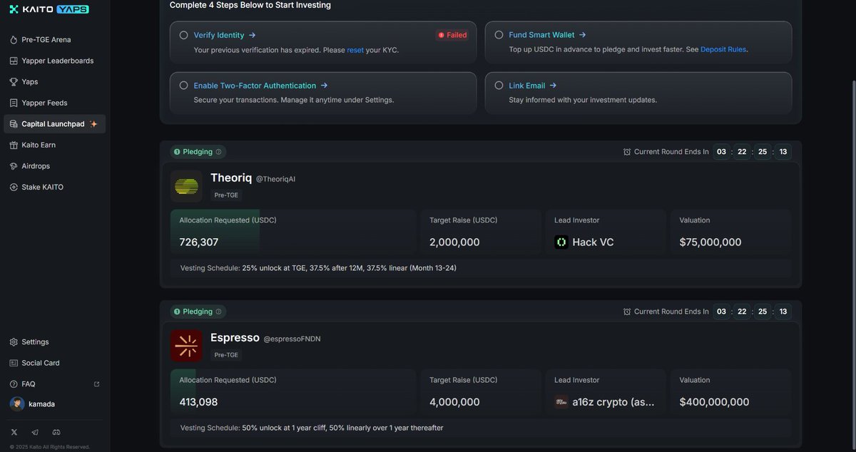 drizzy_ysl's tweet image. So far, here’s the progress of the launchpad on @KaitoAI , looking good for Theoriq, but I can't say the same for @EspressoSys
Honestly, it feels like the Espresso team shot themselves in the foot with this setup. You had everything lined up perfectly. Great tech, strong…