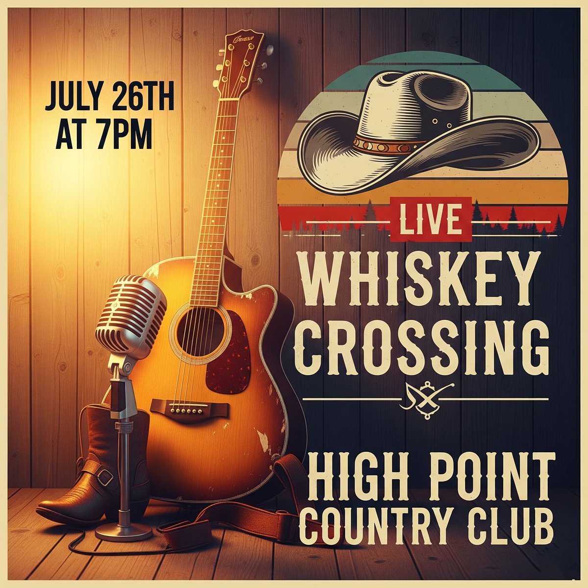 WhiskeyCrossing's tweet photo. 🎸🎤 LIVE MUSIC EVENT! 🎤🎸

Whiskey Crossing LIVE at High Point Country Club!

Join us for a night of high-energy country music with Whiskey Crossing! They'll bring their unique sound and electrifying stage presence, playing all your favorites from 90s country to today's hits https://t.co/NeCsYMdTLW