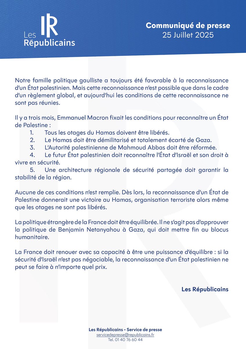 La France doit renouer avec sa capacité à être une puissance d’équilibre.

⬇️