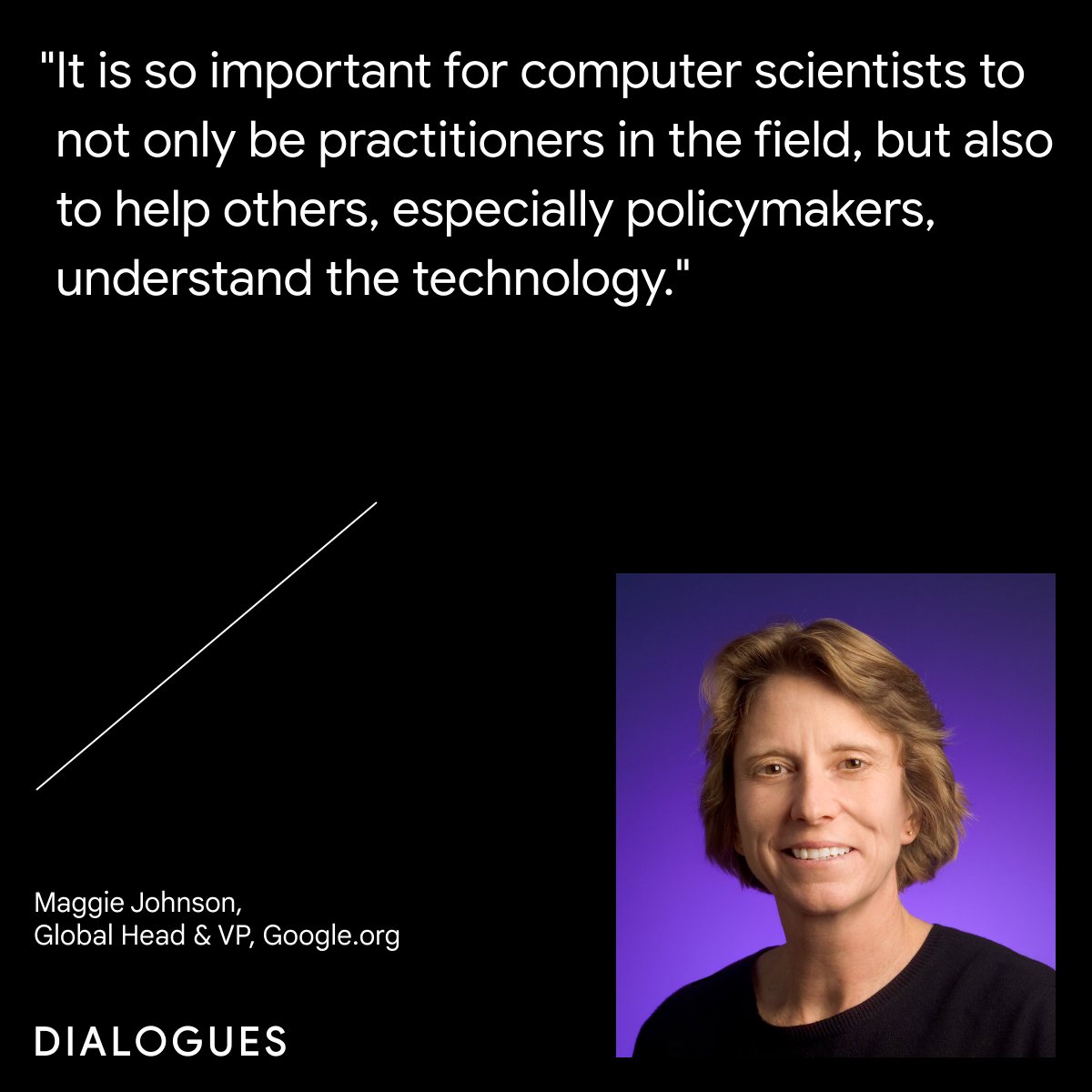 Googleorg's tweet image. The future of public service is #AI-first, but how do we get there? Google.org's Maggie Johnson & @apoliticalco's Robyn Scott discuss how we can empower public servants globally with AI skills to transform citizen outcomes. goo.gle/4kYMVDA