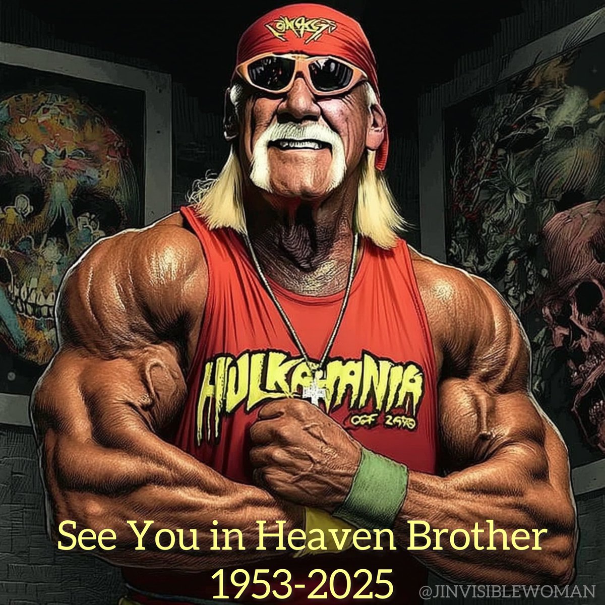 In loving memory of Hulk Hogan, a true icon of strength, charisma, and heart. He wasn’t just a wrestling legend; he was a symbol of courage, loyalty, and never giving up. His larger-than-life presence inspired generations. 

💛❤️ Rest in peace, Hulkster. 
The world will never
