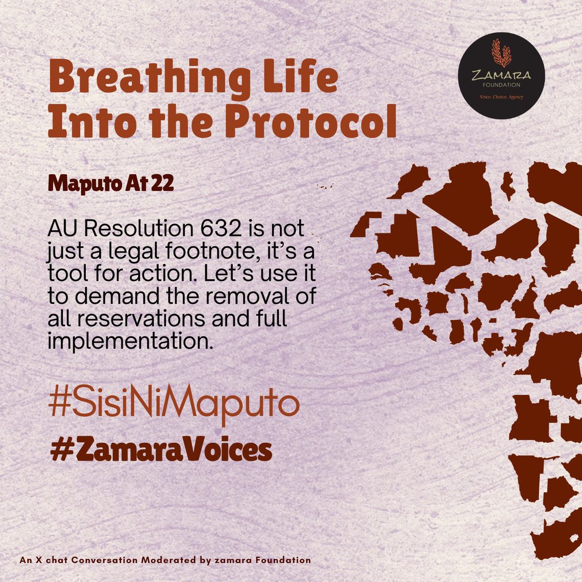 We have seen a lot of resistance in fully implementing this protocol. Conflict with the customary laws, women not aware of their rights and political reluctance in addressing issues such as abortion and child marriage. #SisiNiMaputo #ZamaraVoices   <a href="/Zamara_fdn/">Zamara Foundation</a>
