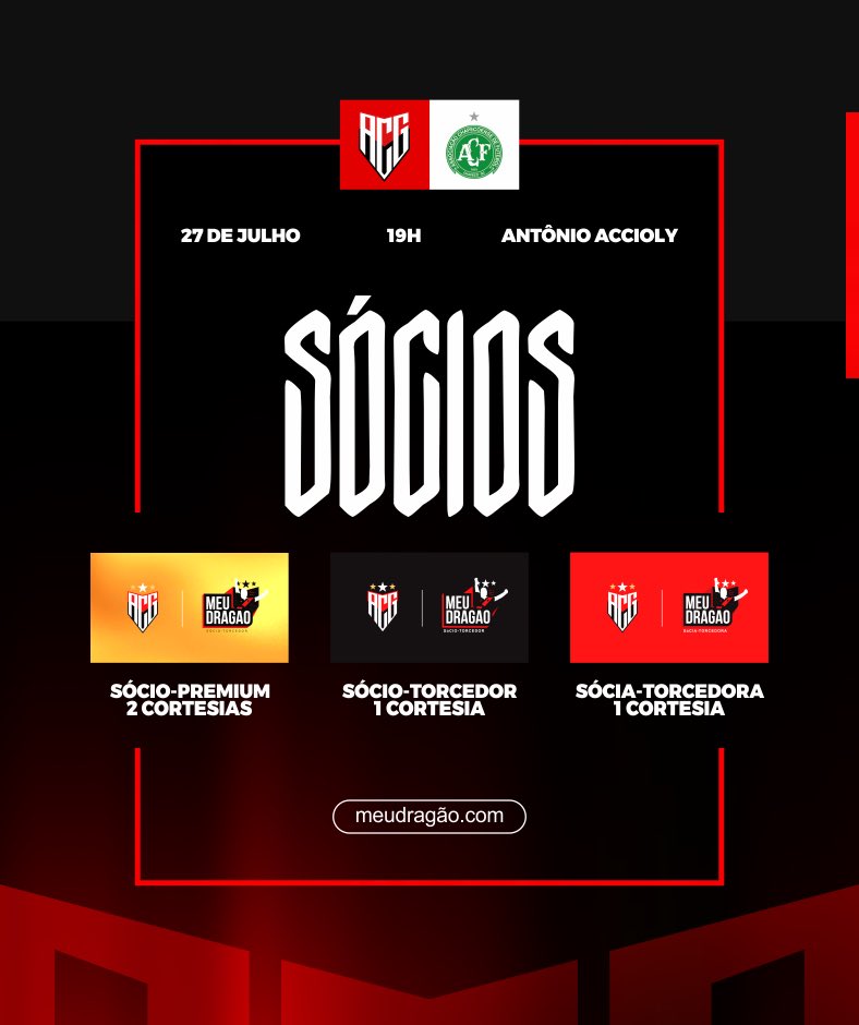 ACGOficial's tweet image. CHECK-IN E BENEFÍCIOS SÓCIO MEU DRAGÃO - Atlético x Chapecoense
Está aberto o check-in obrigatório dos Sócios Meu Dragão para jogo deste domingo (27), às 19h00, no Estádio Antônio Accioly. 🇹🇹
Acesse meudragao.com e confirme presença no jogo.
Utilizar apenas o site…