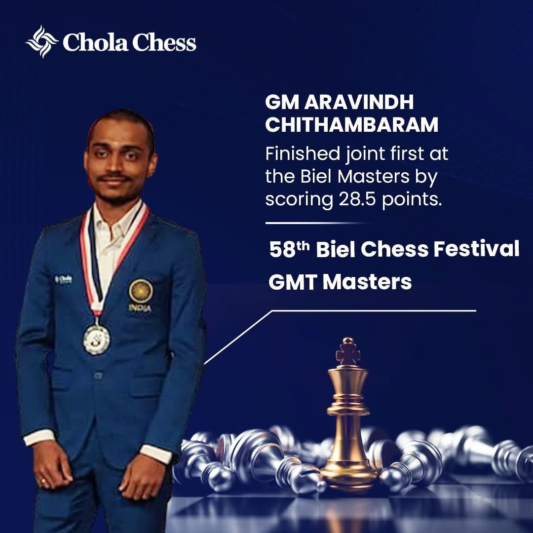 CholaChess's tweet image. A masterclass from GM @pawnof64squares at the 58th Biel GMT Masters!
With a total of 28.5 points, he finishes joint first, showcasing incredible consistency and focus on the board
Another proud chapter in Indian chess history
#CholaChess #FIDEWorldCup #WomenInChess…