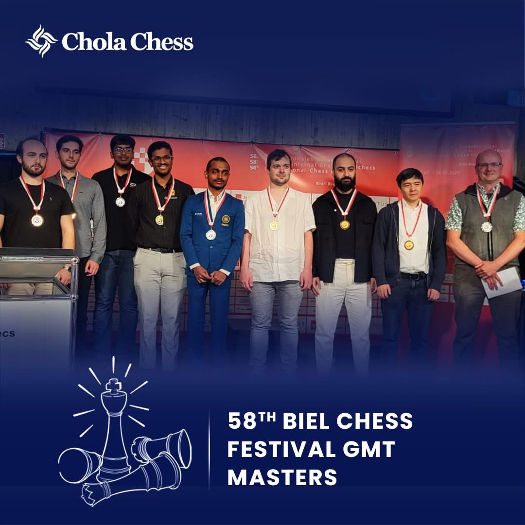 CholaChess's tweet image. A masterclass from GM @pawnof64squares at the 58th Biel GMT Masters!
With a total of 28.5 points, he finishes joint first, showcasing incredible consistency and focus on the board
Another proud chapter in Indian chess history
#CholaChess #FIDEWorldCup #WomenInChess…