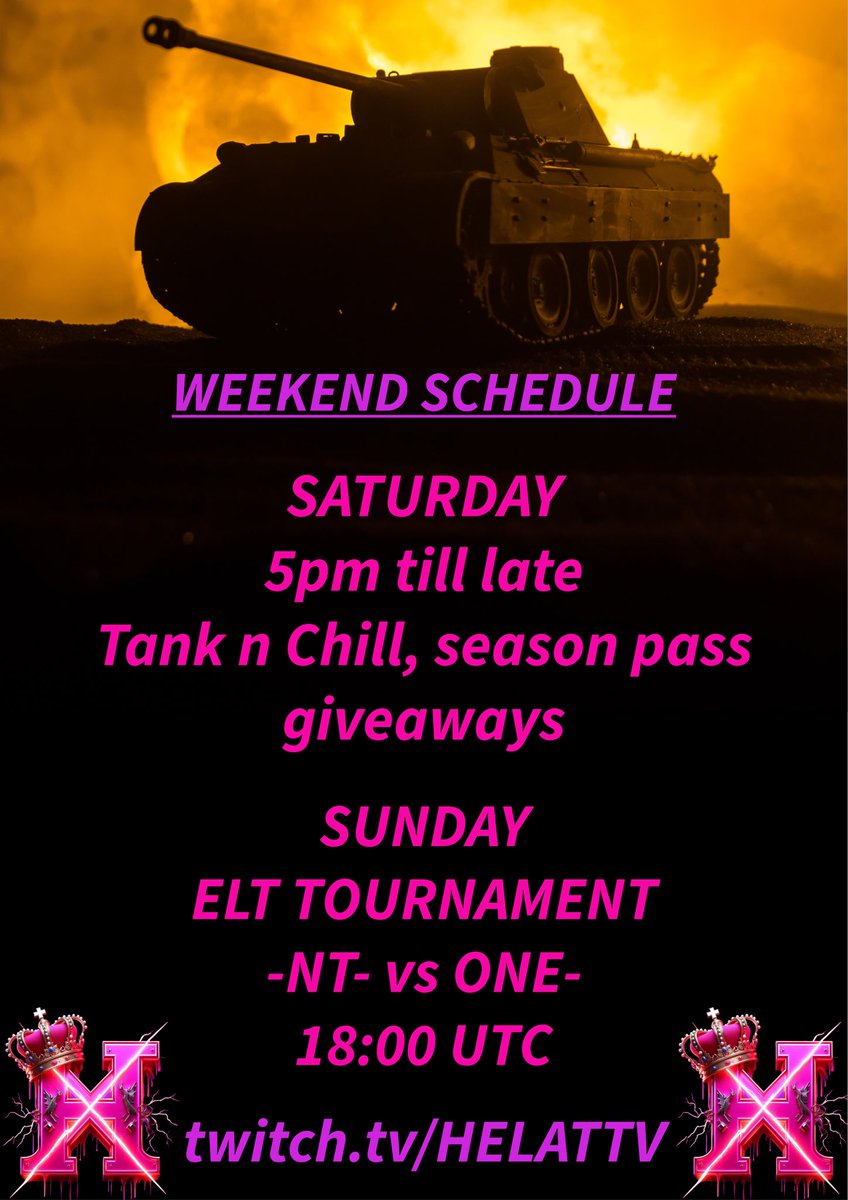 This weekends twitch streams will have season pass giveaways, also have one going in discord too, feel free to join and enter, disco link is in my twitch bio! Pls share! <a href="/WoTModernArmor/">World of Tanks Modern Armor</a> <a href="/RealWOTCC/">World of Tanks: Competitive</a> <a href="/GoliathGamesTV/">GoliathGamesTV</a> <a href="/JeffTRiker/">I Jeff Riker I</a> <a href="/Jane777333/">Jane</a> <a href="/FrstMatt/">Matthew James Frost</a> <a href="/TreeBear55/">Terry R</a> <a href="/grock1963/">Dragon Navigator 🌊 🇨🇦</a>