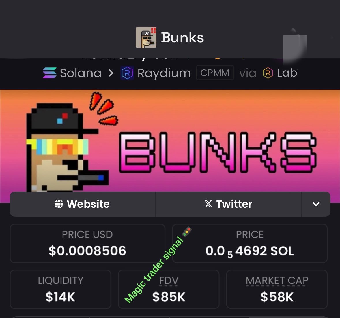 Magictradersig's tweet photo. $BUNKS Spotlighted at $85K To $604K Mcap in my alpha Tg.⚡⚡⚡
Follow+DM to join my Private TG don't dull there's no need to wait cause we're celebrating 🎉 🎇 🦅 🎇
CA: 67Gcb2zHQZKAv7kLXhNkDQRvP6MYW6MZRAcahKjybonk
#BUNKS #solana #memecoin https://t.co/l7kJKQmSsa