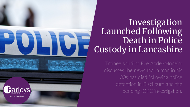 The Independent Office for Police Conduct has launched an investigation into the circumstances surrounding the death of a man following police detention in Blackburn this month. 

Find out more: bit.ly/45kBjpU