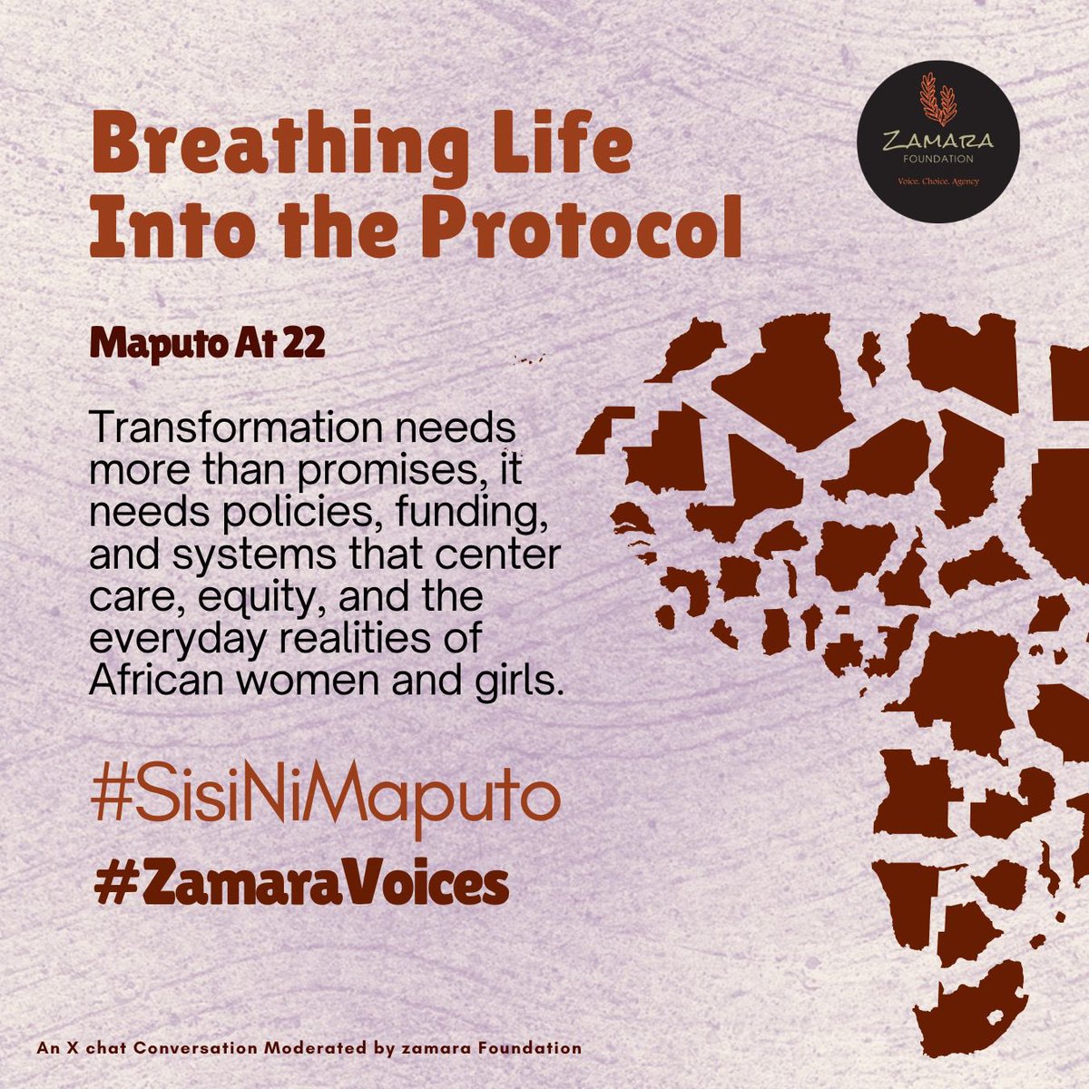 If the Maputo protocol is fully implemented as good as it is on paper, women and girls will achieve their human rights. But unfortunately this is not the case. Many people are not aware of this and if they are, they simply ignore. #SisiNiMaputo #ZamaraVoices   <a href="/Zamara_fdn/">Zamara Foundation</a>