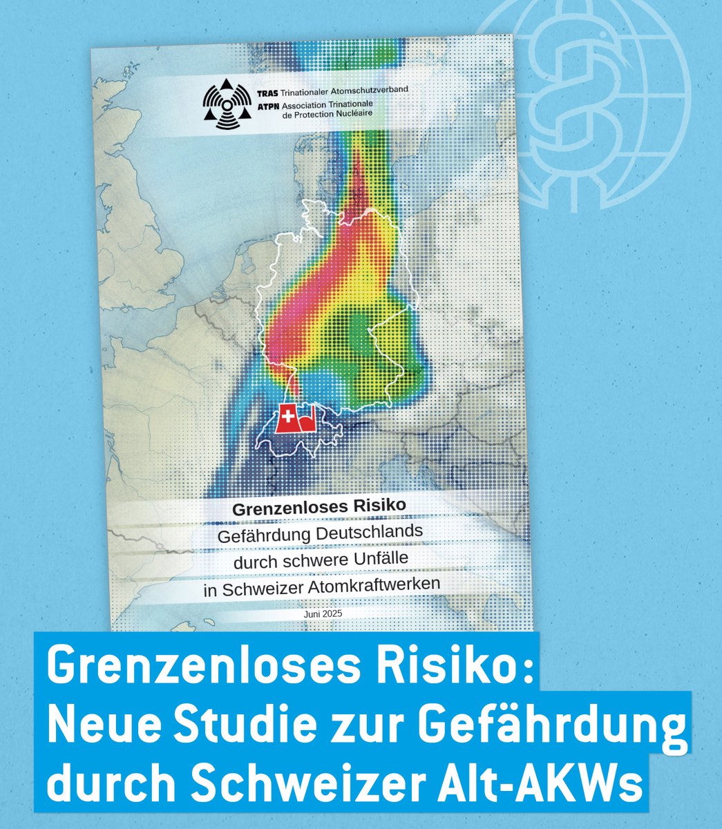 Die Schweizer AKW Beznau, Gösgen &amp; Leibstadt gehören zu den ältesten der Welt - und stehen alle nahe  der deutschen Grenze. Die Studie "Grenzenloses Risiko" gibt ein umfassendes Bild der möglichen Folgen eines Atomunfalls für Deutschland. Jetzt bestellen: shop.ippnw.de