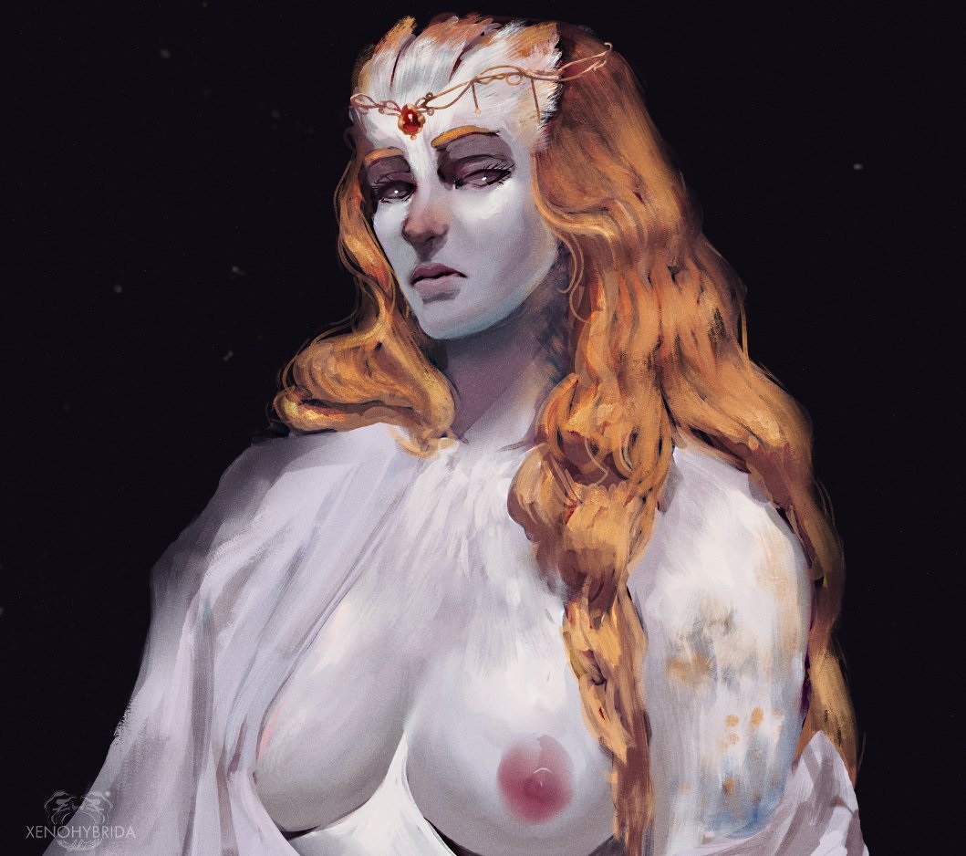 ~ Repost that time I did Magdalena the sphinx when I was practicing old-style paintings 🤍 #xenoart #monstergirl