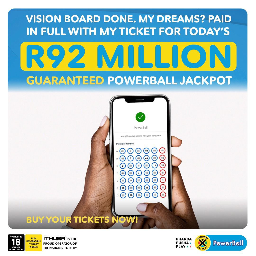 dimaaa02's tweet image. R92 MILLION is calling 📞💸
Will you answer?
Your #TicketToEverything is waiting.
BUY NOW:
🎟️ In-store
🌐 nationallottery.co.za
📱 Mobile App
📞 Cellphone banking
📲 Dial 1207529# for USSD
#GuaranteedR92Million #TicketToEverything #ad