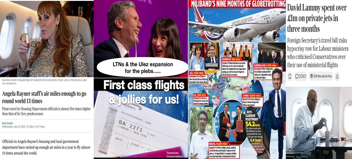mbga_uk's tweet image. The Labour Net Zero Climate Hypocrites taking Luxury flights costing £millions
While they live in luxury housing, dine out, claim back expenses & have golden pensions when they retire.
Meanwhile taxing us all to death, making us poorer & shoving Freeloading illegals all over UK.