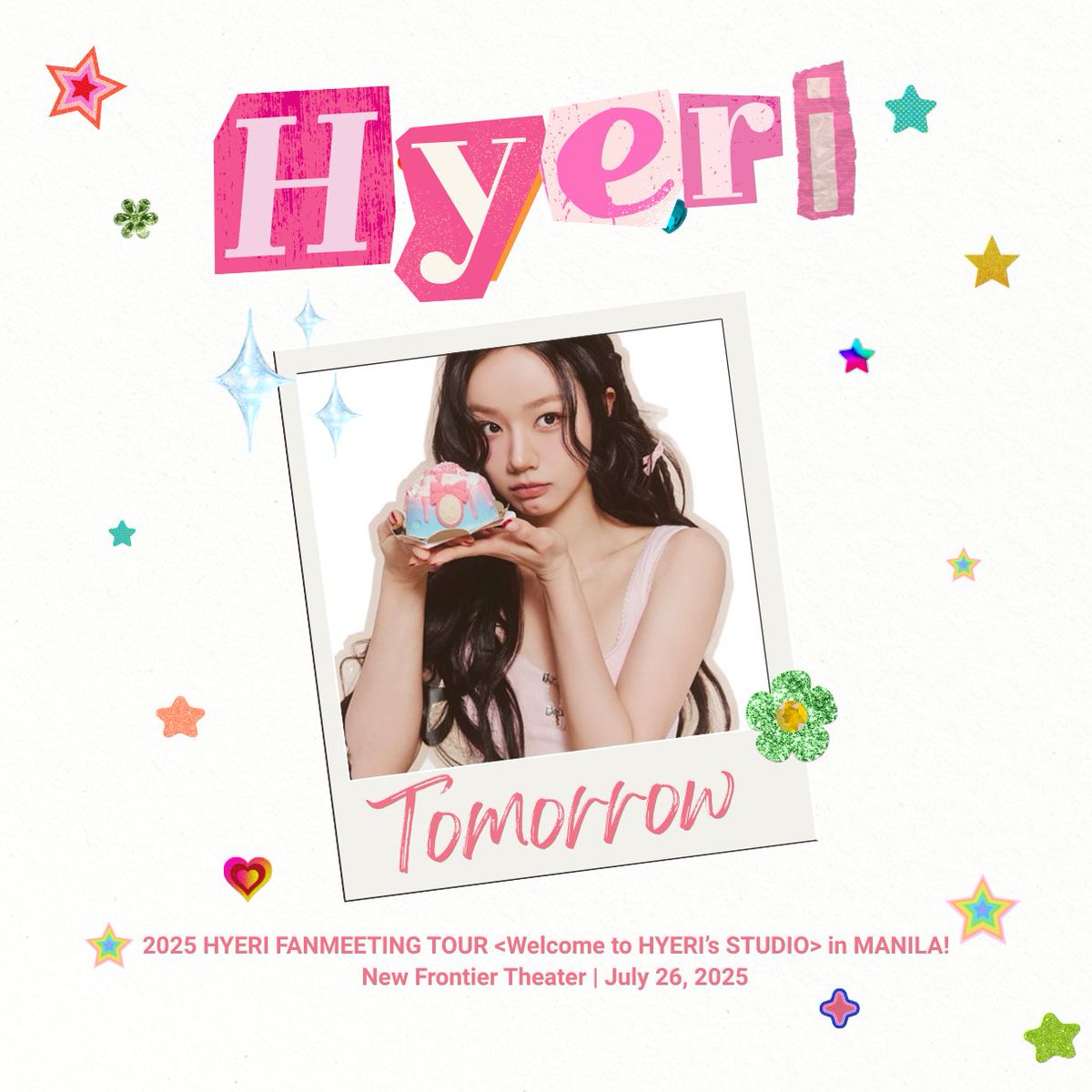 OneSeoulPH's tweet image. Are you ready to step into Hyeri's studio in Manila? We can't wait to meet her tomorrow at the New Frontier Theater! 😍
Presented by @Threeanglespro
#혜리 #HYERI
#Welcome_to_HYERIs_STUDIO
#Welcome_to_HYERIs_STUDIO_in_MANILA