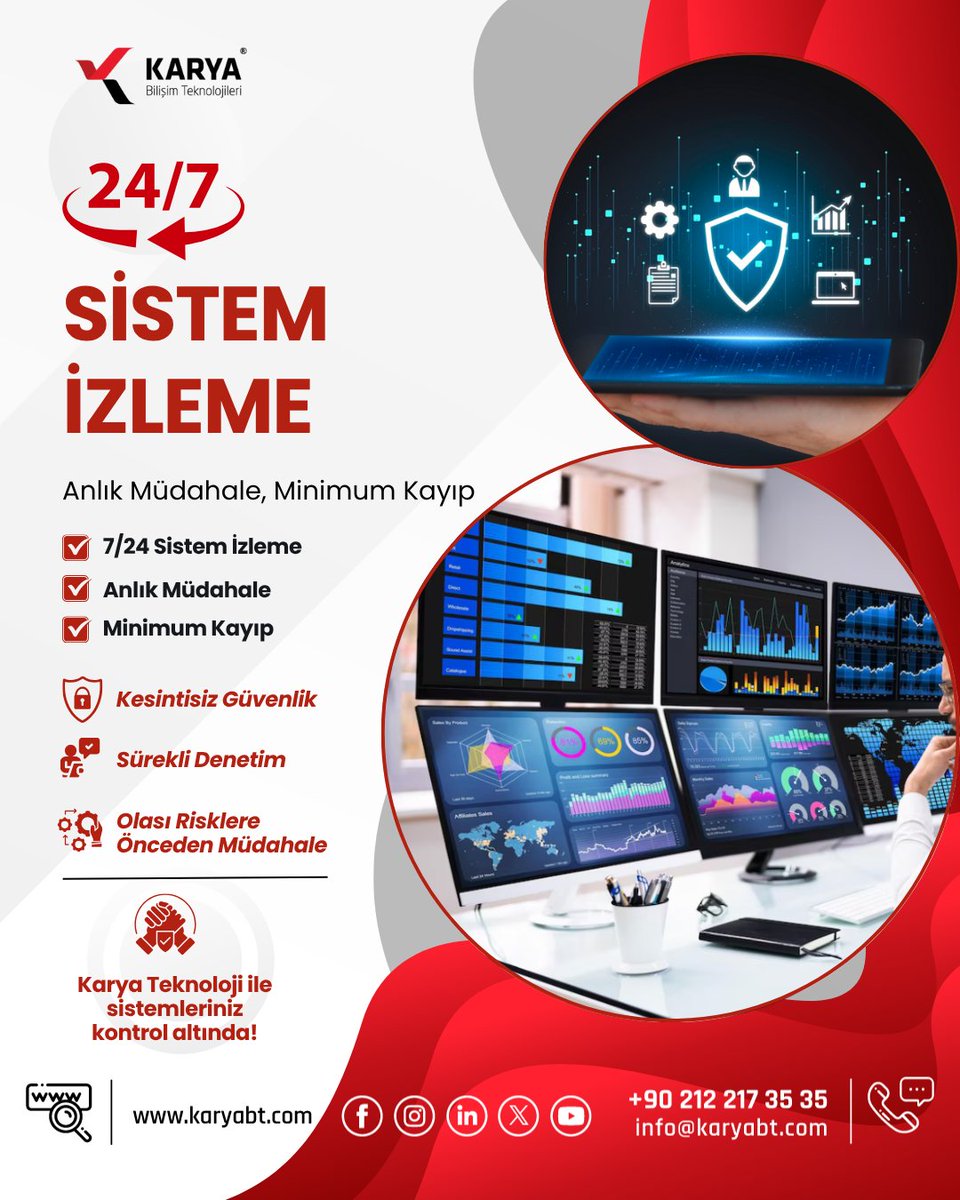 7/24 Sistem İzleme: Anlık Müdahale, Minimum Kayıp 

📩 info@karyabt.com
📞 +90 (212) 217 35 35
🌐 karyabt.com
#SizinleBüyüyorBeraberGüçleniyoruz #724İzleme #BTGüvenliği #AnlıkMüdahale #karyabt #İşSürekliliği #Sistemİzleme #AltyapıÇözümleri #KaryaTeknoloji