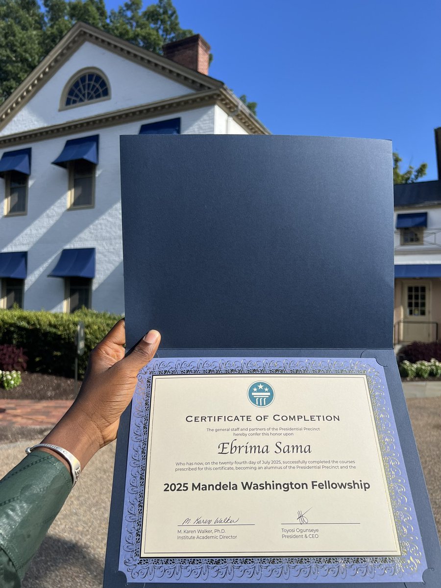 sama_ebrima's tweet photo. It’s been 6 weeks of learning, unlearning, and a great deal of character and leadership assessment and development. 6 weeks doing it exhausted, smart somedays, barely holding it together some others, but I made it!! Proudly a 2025 MW Fellow of the mighty Presidential Precinct. https://t.co/AITAnbfF0d