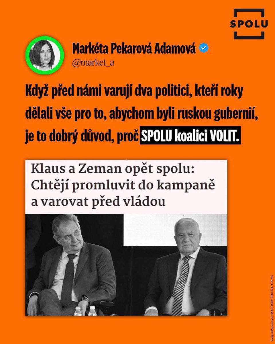DavidSoukup09's tweet image. Je to tak @market_a! Když před @SpoluKoalice varují ti nejvíc prokremelští politici, tak je to ten nejlepší důvod proč nás volit 🗳️❤️✌️.
