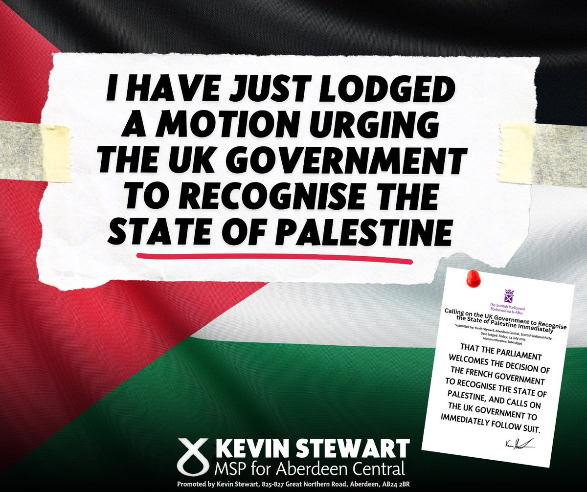 I have lodged a motion calling on the UK Government to recognise the State of Palestine.

Please feel free to urge your MSPs to support the motion. 🇵🇸