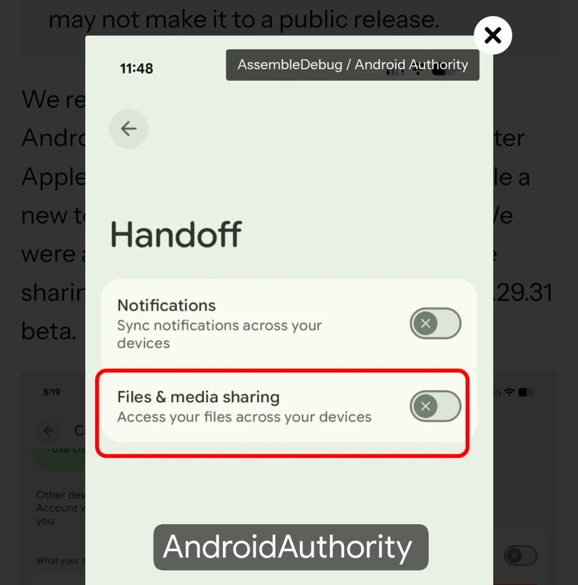 AssembleDebug's tweet image. Android's Apple-inspired Handoff feature is moving closer to completion as new controls for file sharing and remote app control show up
β
Details/screenshot - androidauthority.com/apple-inspiredβ¦
#Google #Android