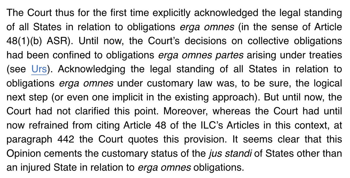 Great post.

As an aside, legal standing in relation to obligations erga omnes under customary law was bound to come up in Nicaragua v. Germany, where N alleges that G breached its obligation under customary IHL to ensure that Israel respects customary IHL in Gaza.

1/