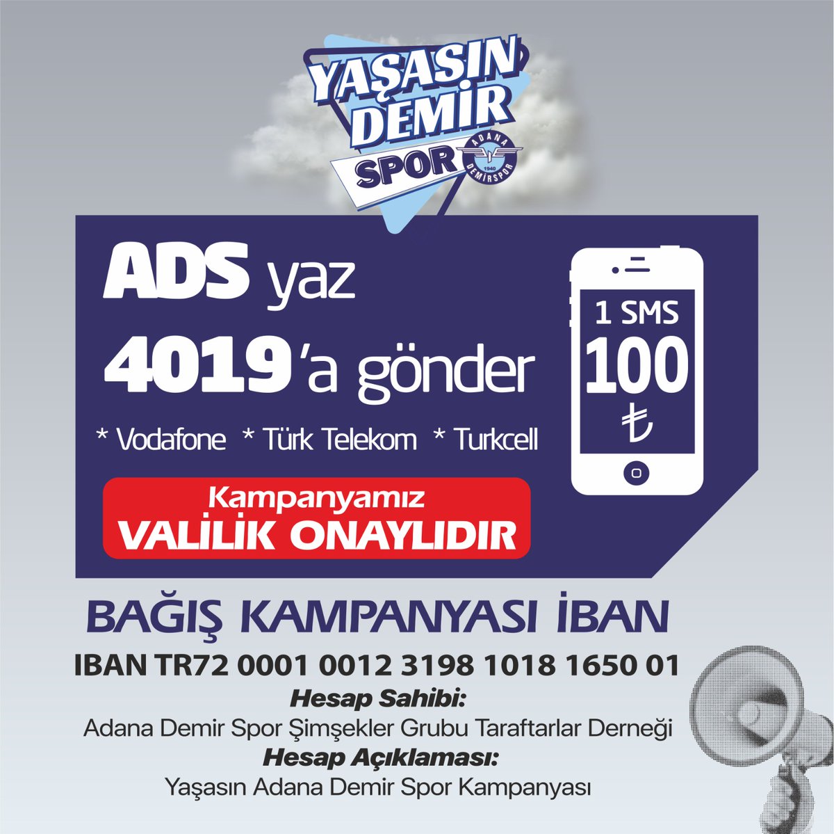#YasasinDemirspor Bağış ve sms kampanyamızı halkımıza ve esnaflarımıza tanıtmak, merak edilenleri yüz yüze  cevaplamak ve destek istemek için bu akşam sokağa iniyoruz.
Toplanma yeri : Eski 5 Ocak Stadyumu
Toplanma Saati : 20.00