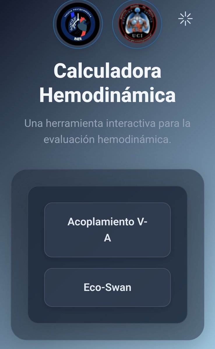 ▪️Calculadora Hemodinámica.🫀🧠🫁
⚙️💡Herramienta interactiva  para la evaluación hemodinámica 🧑🏻‍⚕️👩🏻‍⚕️
Dr.Carlos Gasca Aldama.
▪️🆓️‼️
👇🏽👇🏽👇🏽👇🏽👇🏽
http://31.97.149.232:5174/