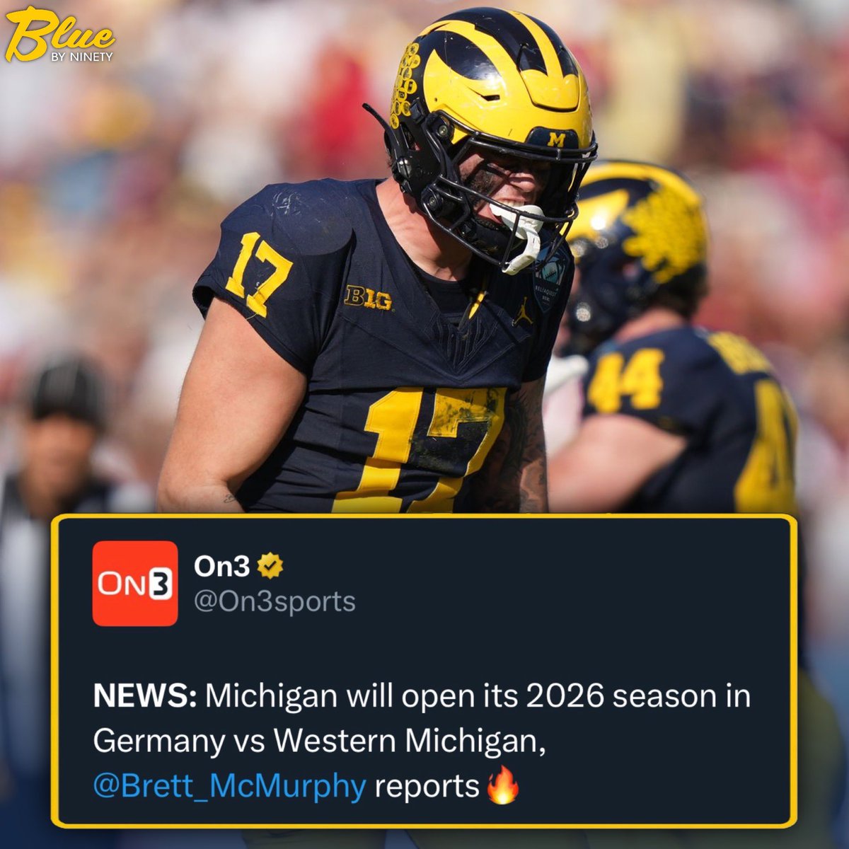 bluebyninety's tweet image. BREAKING: Michigan will play Western Michigan in Germany in 2026.
Werde Blau! 〽️