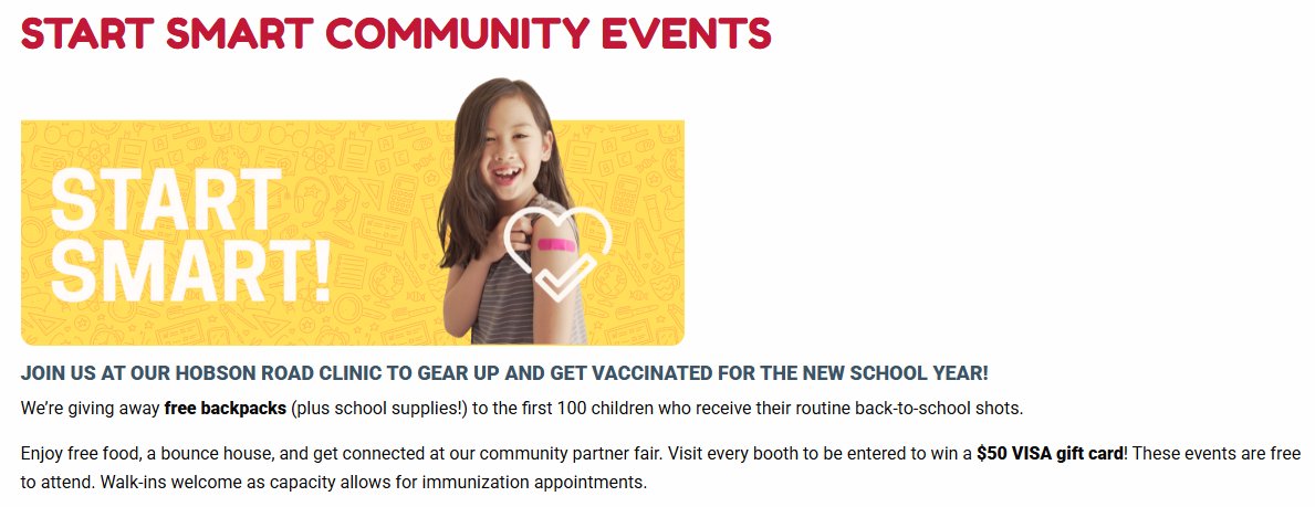 4 to 7 p.m. tomorrow at Super Shot, 1515 Hobson Road - FREE stuff and immunizations. 

More info --> tinyurl.com/yc3u74zu