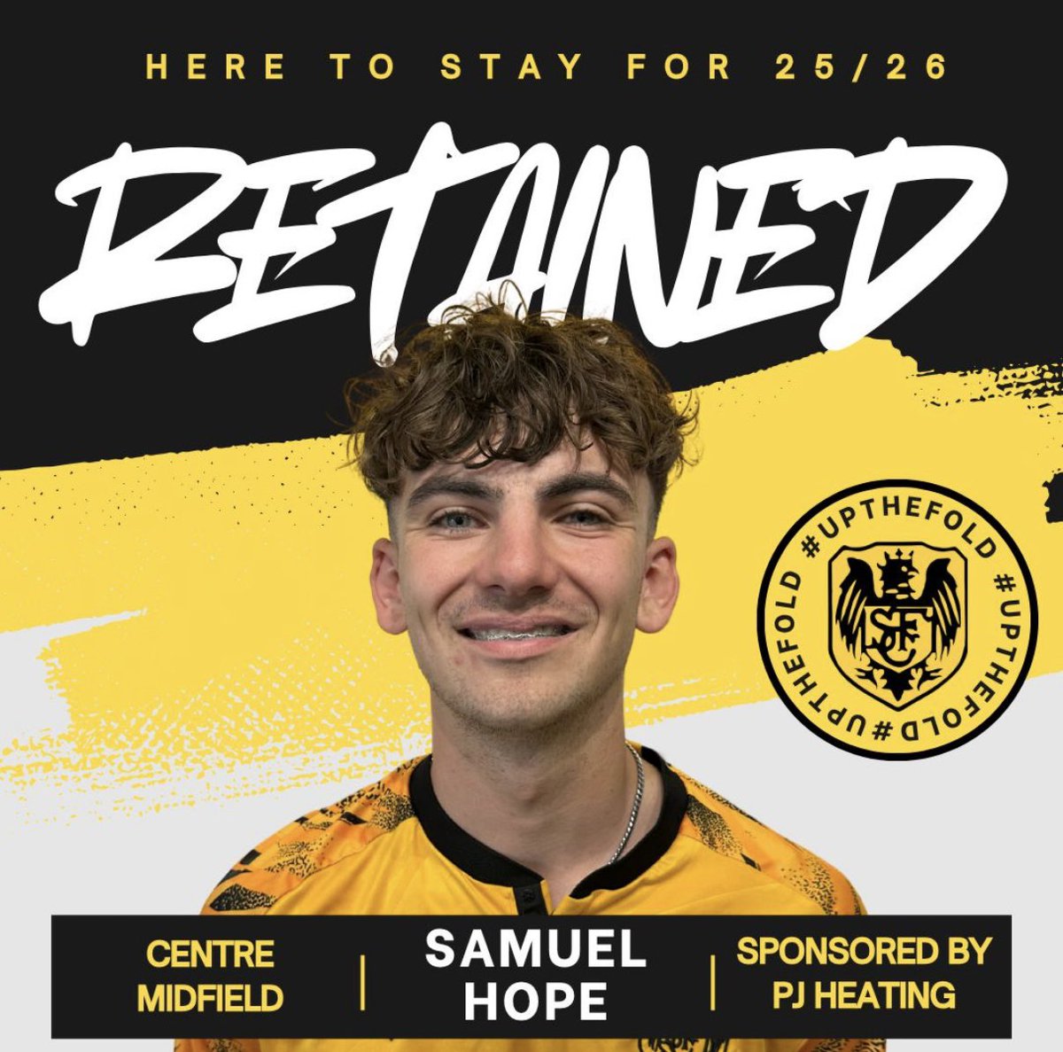 Next up is a young gun with bags of potential and one that will improve no end now he’s away from school &amp; U18 football. 
One to watch is young Hopey 
#UpTheFold 🟠⚫️