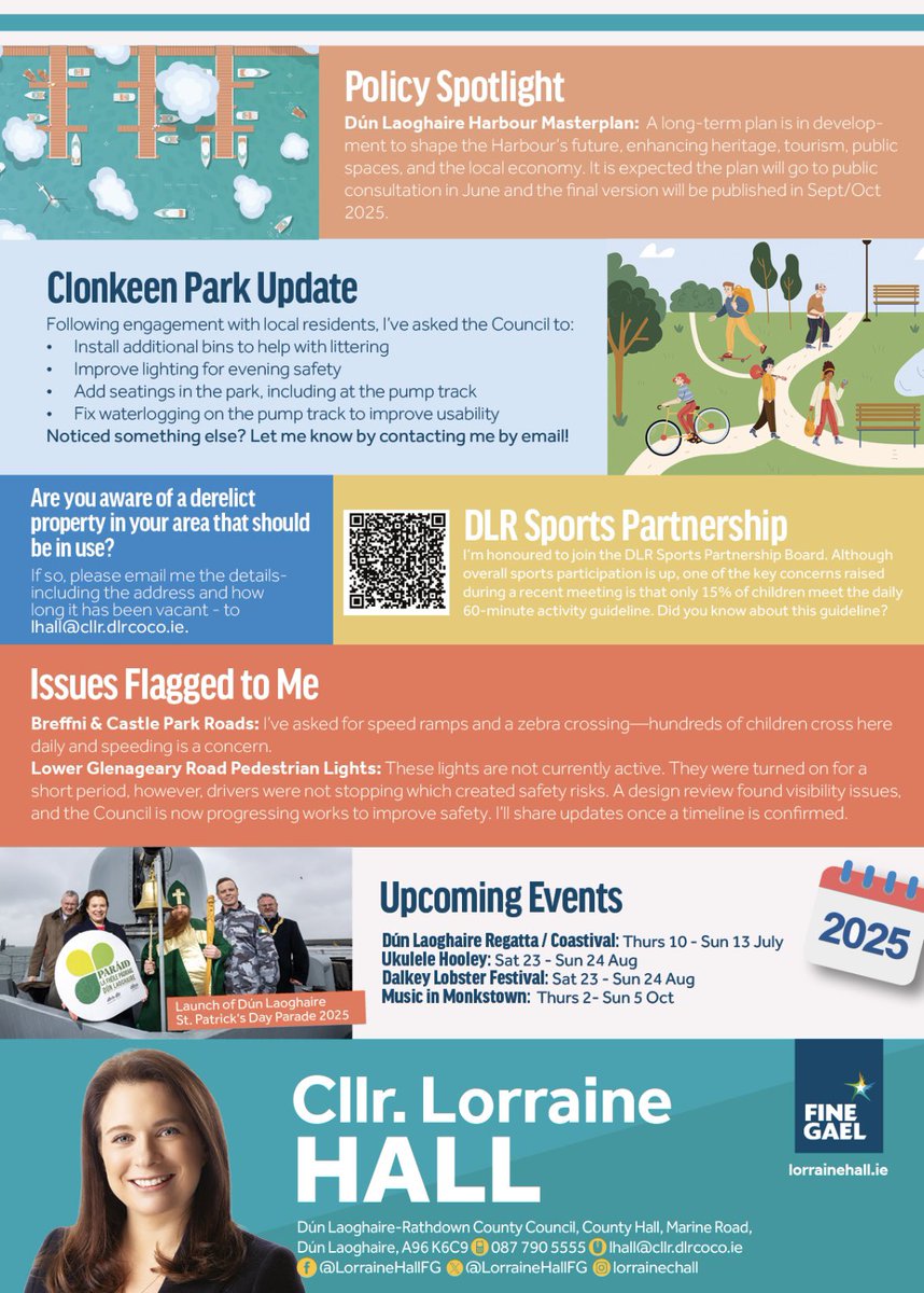 LorraineHallFG's tweet image. I am currently dropping my summer newsletter. If you are able to help drop my newsletter on your street, or in your neighbourhood, please let me know! All help is appreciated. #Dalkey #Glasthule #Monkstown #Glenageary #Sallynoggin #MonkstownFarm #Cabinteely