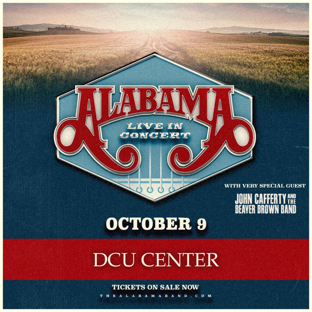DCUCenter's tweet image. 🎵ON SALE NOW! ALABAMA is coming to the DCU Center on October 9 with special guests John Cafferty and the Beaver Brown Band! With over 33 #1 hits and decades of iconic country anthems, this is a night you don’t want to miss!
🎟️Get tickets at ticketmaster.com/alabama-live-i…