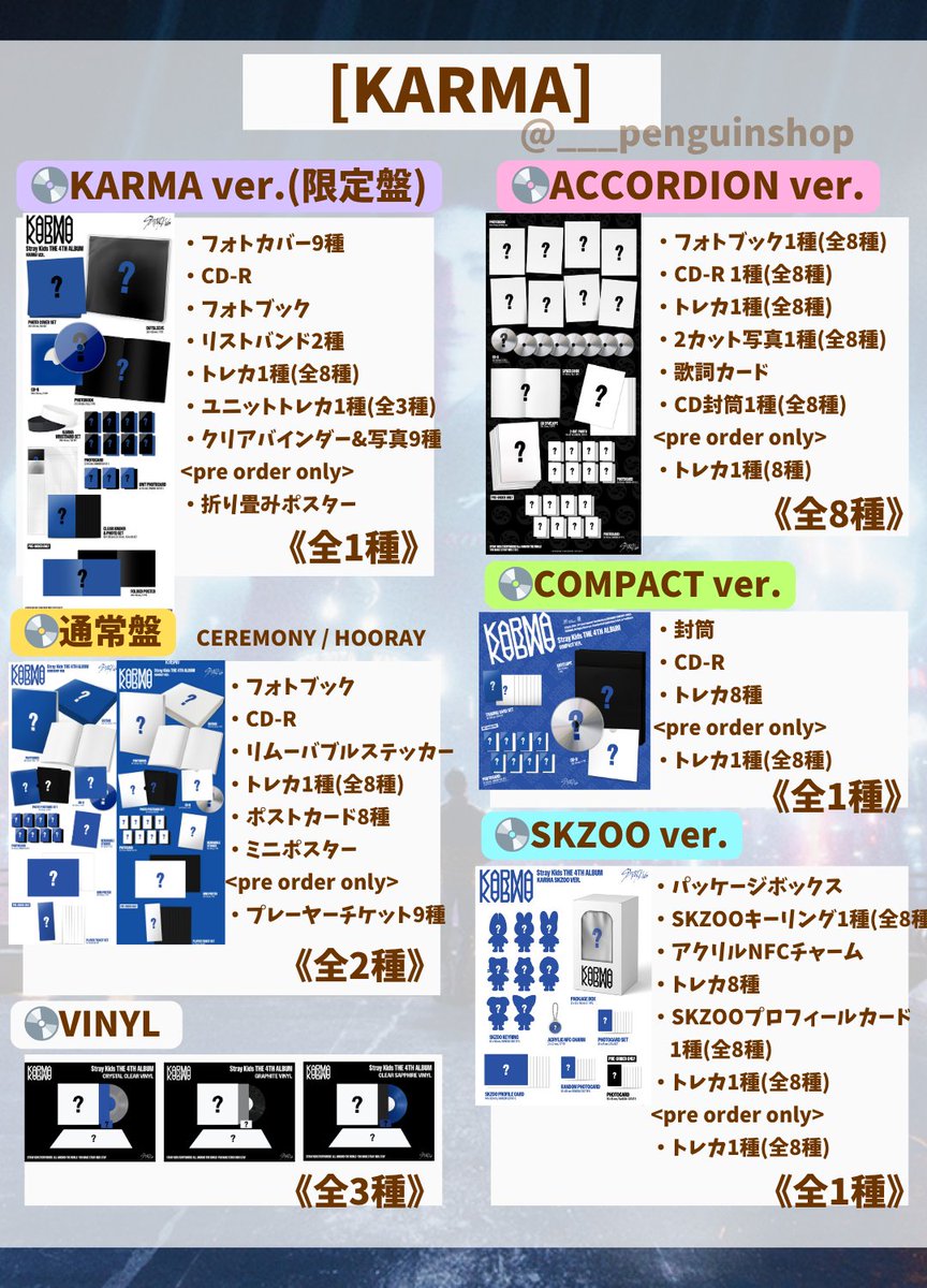 🤍🤍🤍 StrayKids [KARMA] 🤍🤍🤍 ・各店舗特典トレカ ・ACCORDION Ver