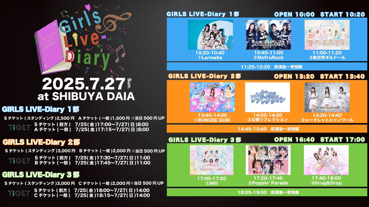 IWI_idol's tweet image. ／

日曜日はこちら🌟

＼

🌷通し特典：チェキ券2枚＋入場ポイント5pt

※櫻木桃々は学業の為お休みです。

7/27(日)

①GIRLS MUSIC SQUARE @新宿 1部
📍シアターマーキュリー新宿
🎤12:00-12:20
📸特典会：並行A12:25-13:20
🎁お目当て特典：入場ポイント2pt＋動画券＋写真券
🎫…
