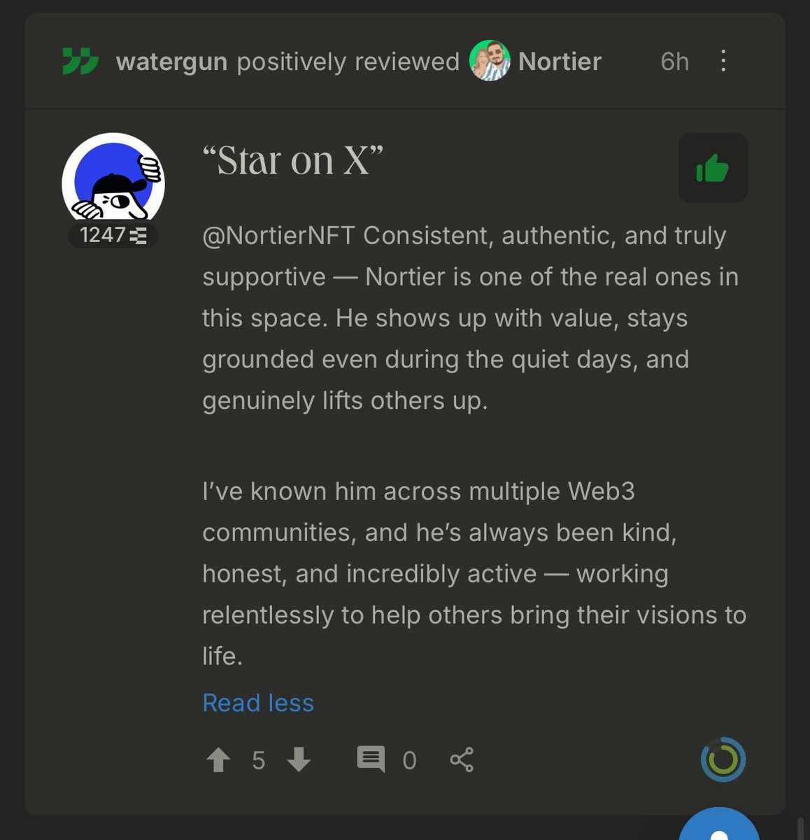 NortierNFT's tweet image. We keep growing on Ethos
Got 2 new reviews in today
It means a lot to read these awesome words