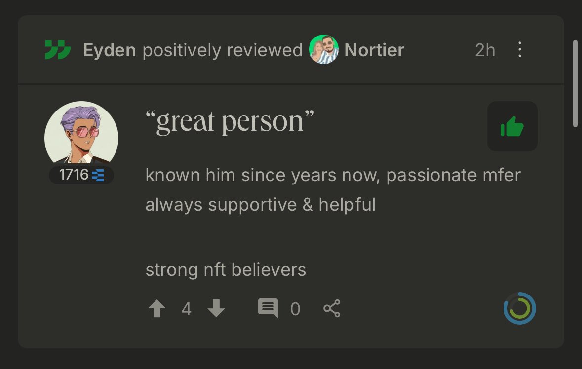 NortierNFT's tweet image. We keep growing on Ethos
Got 2 new reviews in today
It means a lot to read these awesome words