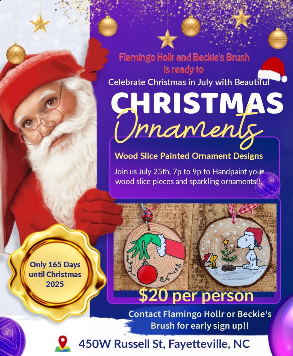 Christmas in July ornament painting ting and vendor shopping!! Come see us this weekend!!