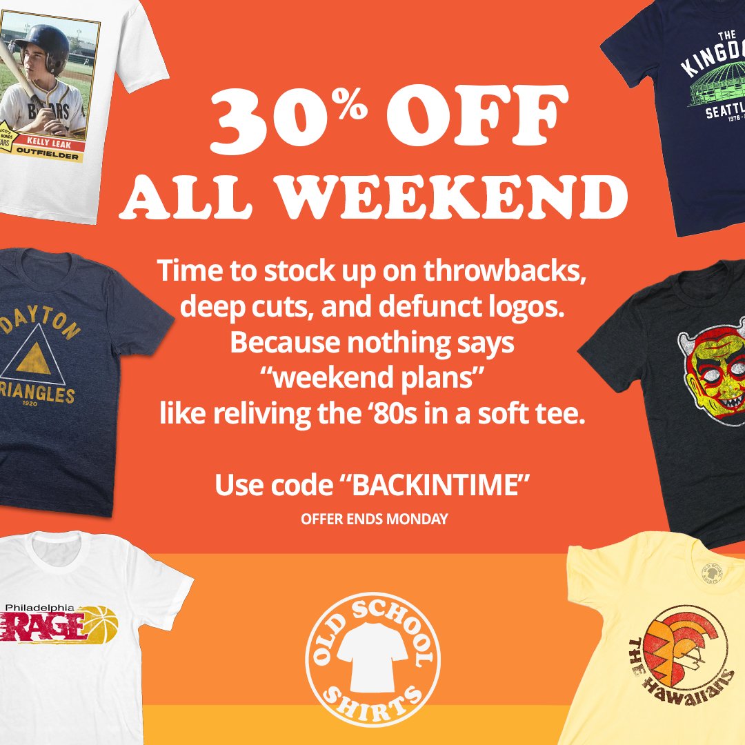 OldSchoolShirts's tweet image. 🌀 30% OFF ALL WEEKEND! 🌀
Because your closet deserves more defunct teams and forgotten logos.
Use code BACKINTIME and stock up on vintage vibes before Monday hits!

🛒 oldschoolshirts.com

#ThrowbackThreads #VintageTees #RetroWeekend #BackInTime #OldSchoolShirts