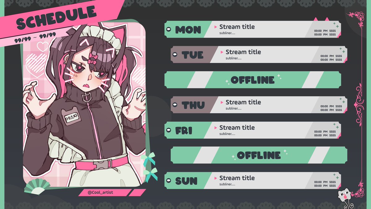 TronC449's tweet image. Schedule Design for @esperload ✨
Next to the overlays :3
#espy_art #VGenComm #Troncgraphic