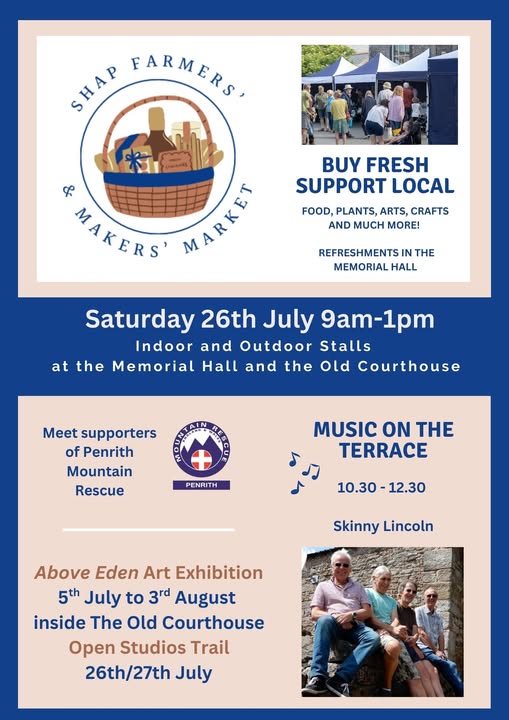 VisitEden's tweet image. Don't miss Shap Farmers’ and Makers’ Market this Saturday 26th July.
orlo.uk/BwSq7