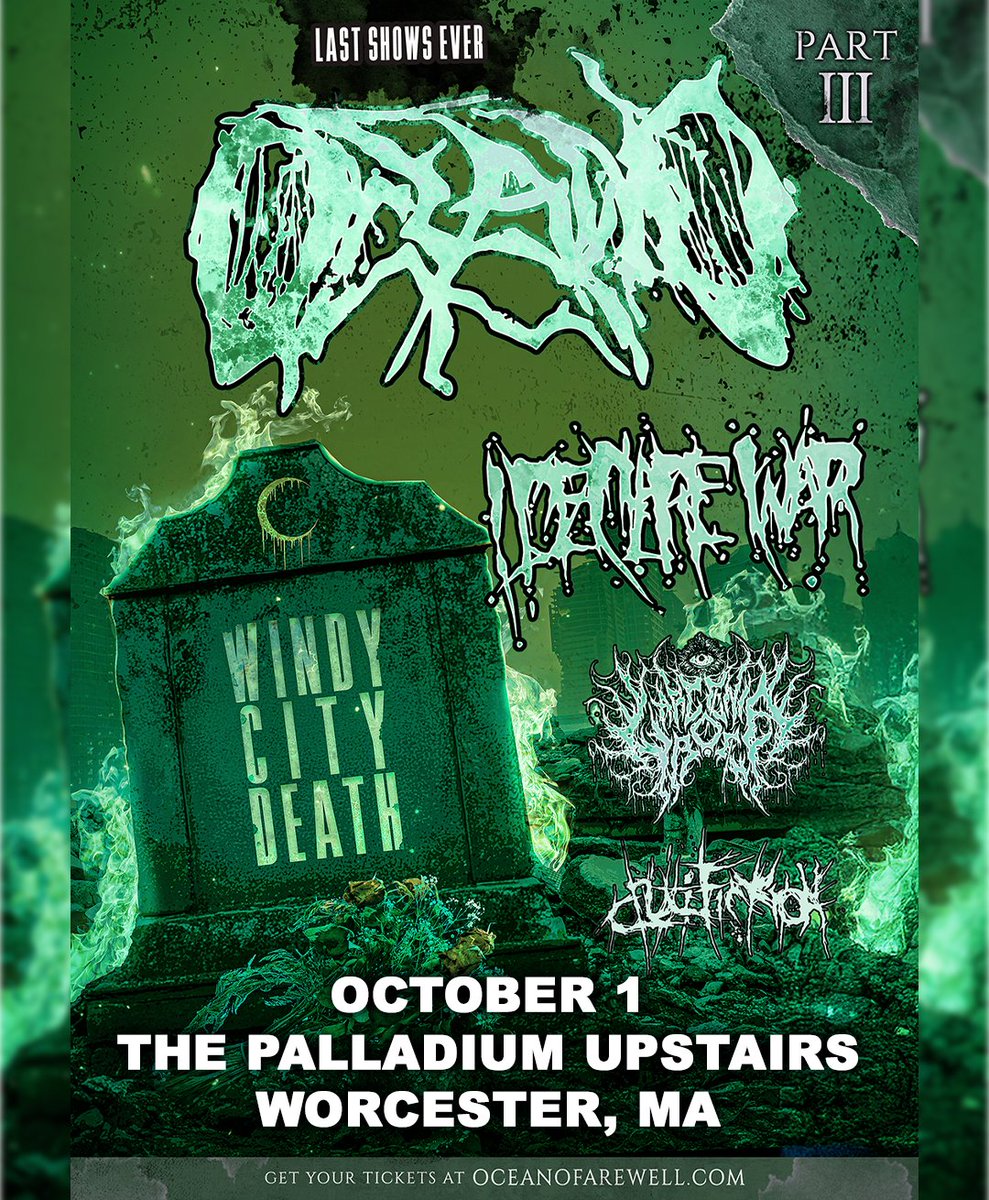 MassConcerts (@massconcerts) on Twitter photo JUST ANNOUNCED📣 Oceano is playing one of their last shows ever at The Palladium Upstairs with <a href="/ideclarewarband/">I Declare War</a>, Larcenia Roe & <a href="/crucifiction666/">CRUCIFICTION</a>!
📆 Wednesday, October 1st
📍 The Palladium Upstairs
🎟 On Sale | NOW
🔗 hive.co/l/oceano-101 JUST ANNOUNCED📣 Oceano is playing one of their last shows ever at The Palladium Upstairs with <a href="/ideclarewarband/">I Declare War</a>, Larcenia Roe & <a href="/crucifiction666/">CRUCIFICTION</a>!
📆 Wednesday, October 1st
📍 The Palladium Upstairs
🎟 On Sale | NOW
🔗 hive.co/l/oceano-101