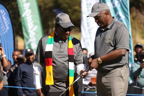 SimangalisoDub5's tweet image. A thrilling victory for Team ED, led by @edmnangagwa and Kudakwashe Tagwirei, as they narrowly defeated Team Xei-Mhofu in the Putt-Out Challenge. This event marks the commencement of the President’s Charity Golf Tournament, dedicated to supporting the ED-UNZA Scholarship Progr