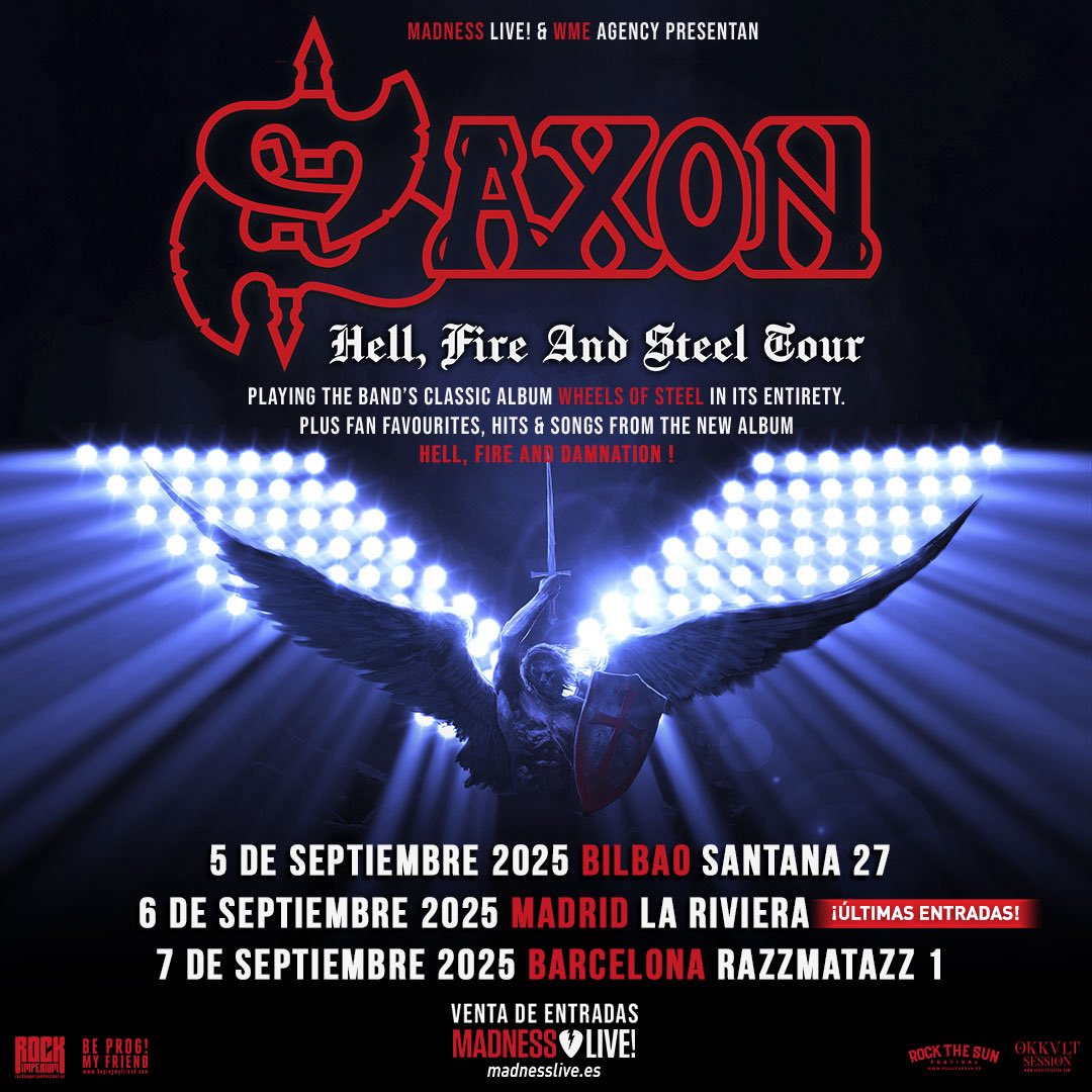 SaxonOfficial's tweet image. Low Tickets Alert for Madrid!
Tickets are running low for the mighty Saxonโs date in Madrid. Get your ticket now to avoid disappointment: madnesslive.es/es/pagina/273-โฆ
For tickets to all shows go to: saxon747.com/tourdates
#themightysaxon #britishheavymetal #livegigs