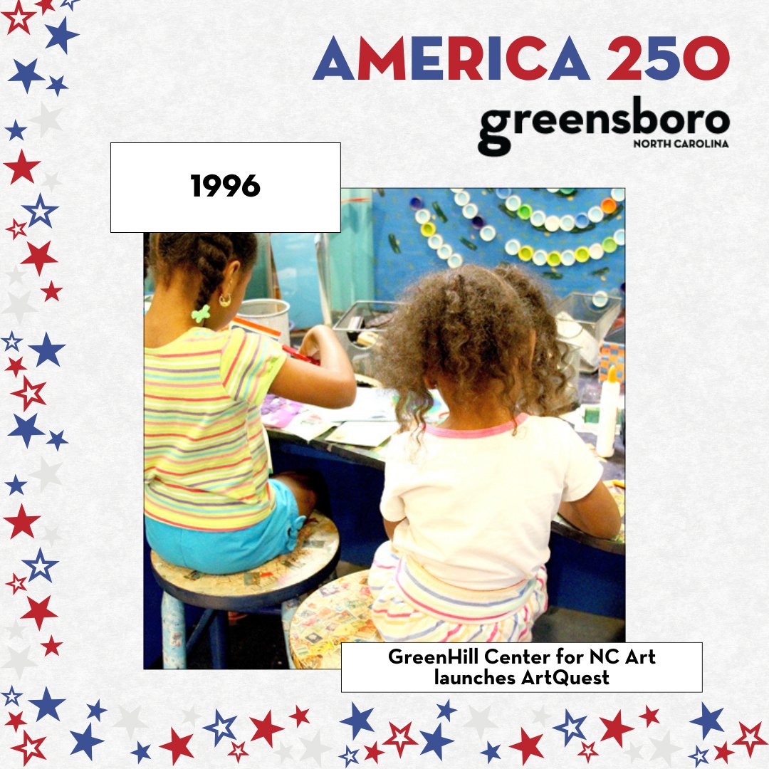 Let the countdown continue! 🇺🇸 As part of our America 250 celebration, we’re highlighting key moments in Greensboro’s history leading up to the 250th anniversary of the United States in 2026.

This week’s highlight: 🎨 In 1996, Greensboro’s GreenHill Center for NC Art launched