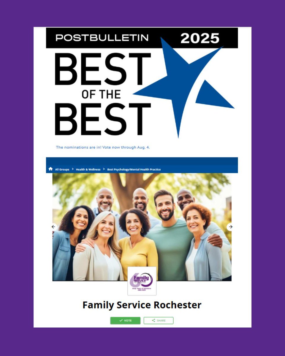 Vote for us in the Post Bulletin 2025 Best of the Best! We are so pleased to be nominated for Best Psychology/Mental Health Practice. Your vote matters! 

bit.ly/44XiEjJ