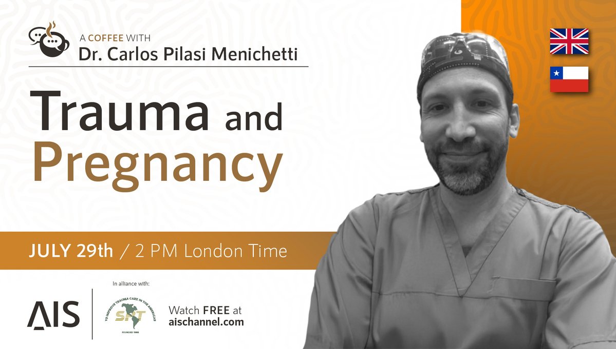 AISChannel's tweet image. 🗓️ Next week on AIS: A deep dive into #ObstetricTrauma!
☕ July 29: "A Coffee With" Dr. Carlos Pilasi, a dual Trauma & O&G surgeon! Ask this humanitarian expert LIVE! With @Panamtrauma.
🚀 Your Edge, On Demand! Our library is always evolving! 👉 aischannel.com
#IamAIS