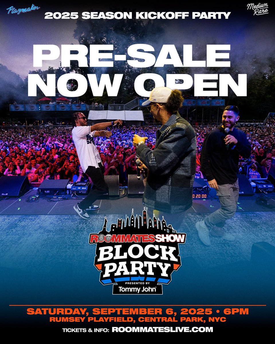 Roommates__Show's tweet image. 🎟️ Block Party Pre-Sale tickets are live. Use code: NYK25

Link: tixr.com/e/149711