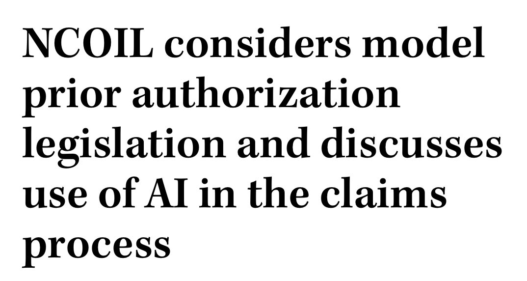 MarilynHeineMD's tweet image. 🧵⁦@NCOILorg⁩ considers model #priorauthorization legislation &amp;amp; discusses use of #AI in the claims process

From AMA:

NCOIL, a leading org comprised of legislators serving on state insurance &amp;amp; financial institutions committees, met in Chicago for its annual summer meeting.