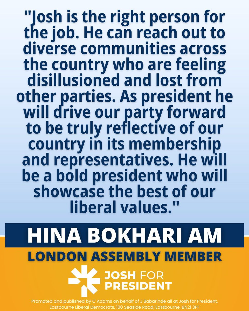 JoshBabarinde's tweet image. Thank you @HinaBokhariLD!
Sign up here to endorse my campaign: josh4president.co.uk