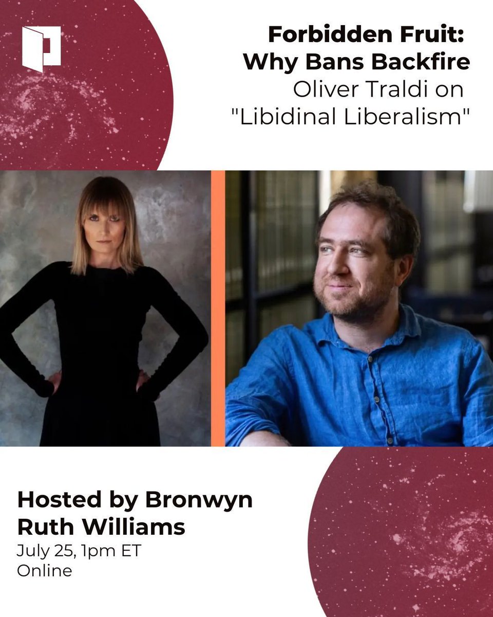 Interintellect 🧭 (@interintellect_) on Twitter photo Can good intentions lead to bad outcomes?
Today, we're exploring why bans often backfire and make forbidden things more desirable—from free speech debates to health and safety rules.
A deep dive into the paradox of control with author <a href="/olivertraldi/">Oliver Traldi</a> and host <a href="/bronwynwilliams/">Bronwyn Williams</a>. Can good intentions lead to bad outcomes?
Today, we're exploring why bans often backfire and make forbidden things more desirable—from free speech debates to health and safety rules.
A deep dive into the paradox of control with author <a href="/olivertraldi/">Oliver Traldi</a> and host <a href="/bronwynwilliams/">Bronwyn Williams</a>.